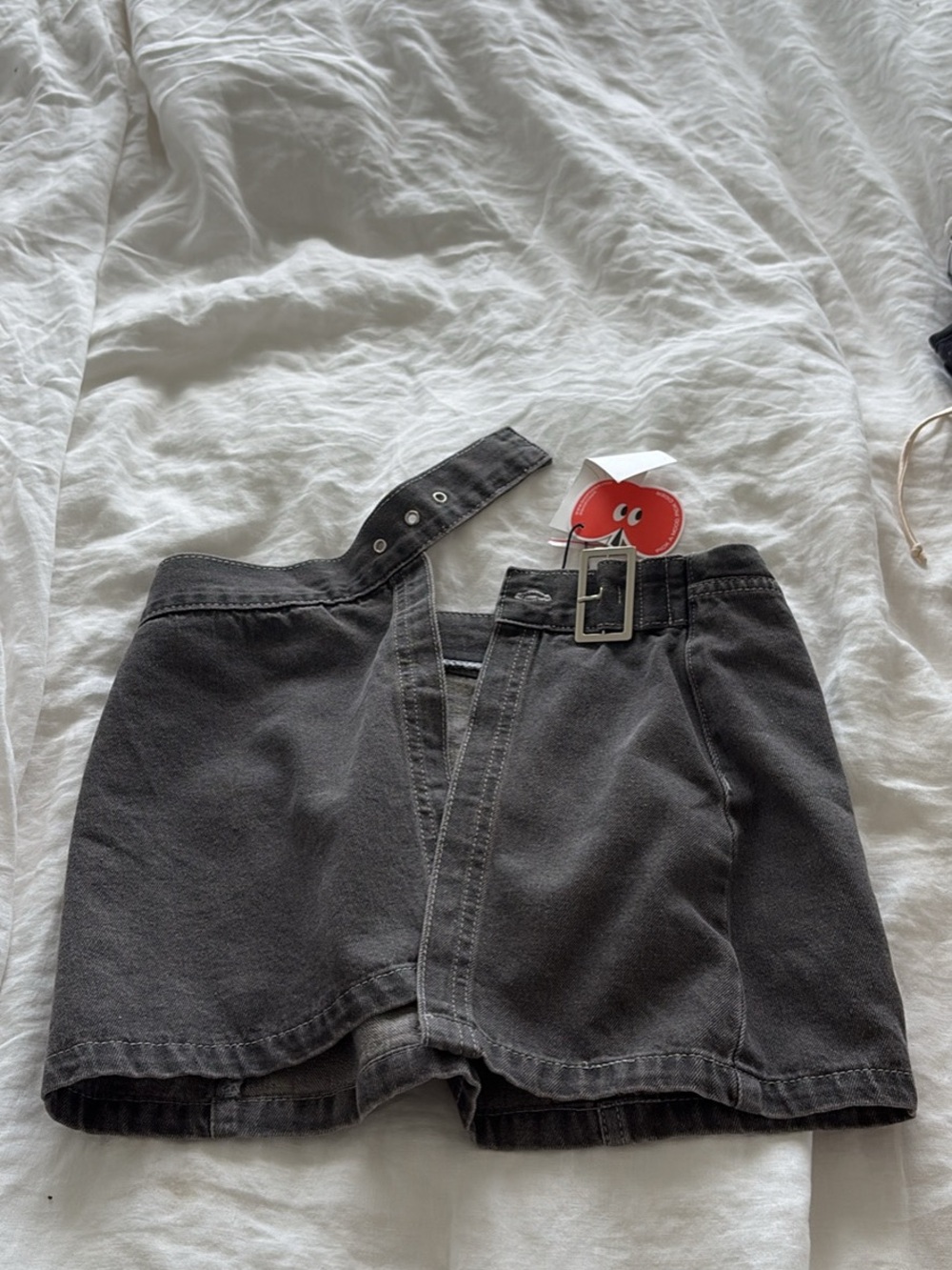 Cider Black Buckle-Waist Denim Skirt